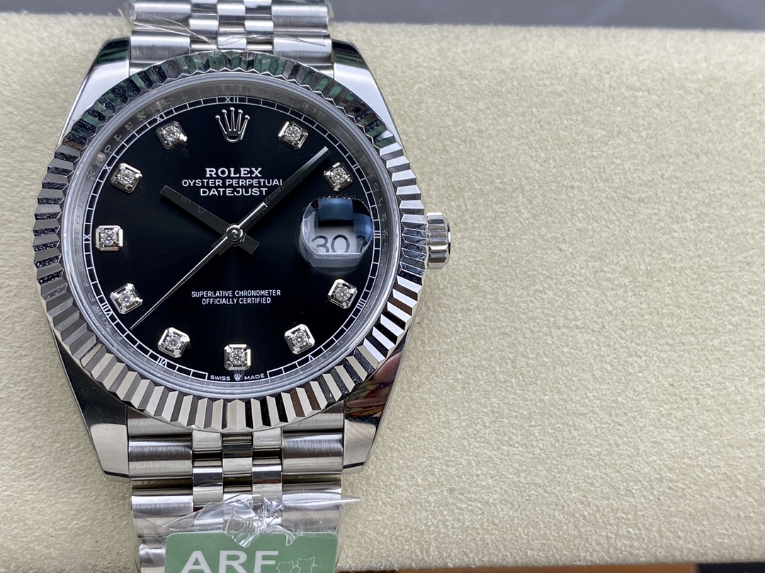 Rolex Datejust 41mm Black Diamond Dial White Rolesor Case m126334 0012 Men's Watch